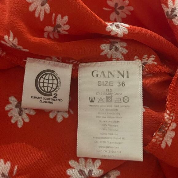 GANNI Silvery Crepe Ruffle Wrap Holiday Dress Size 4 - Picture 9 of 9